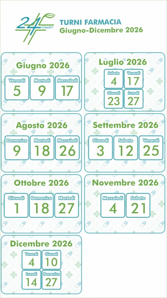 calendario turni farmacia 24 metri j